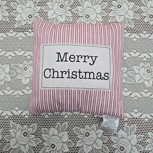 NWT Christmas Throw Pillow 16x16" Decorative Holiday Seasonal Red Cream White